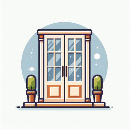 Illustration of a front door on a white background. Vector illustration.のイラスト素材