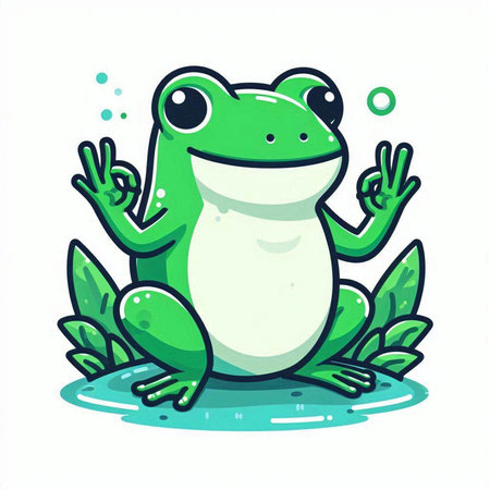 Cute cartoon frog on white background. Vector illustration for your designのイラスト素材