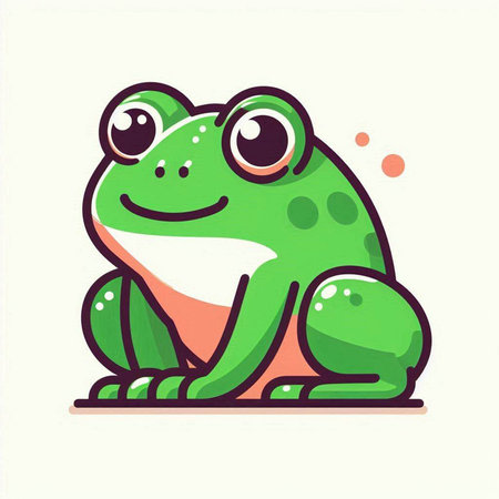 Cute cartoon frog. Vector illustration isolated on a white background.のイラスト素材