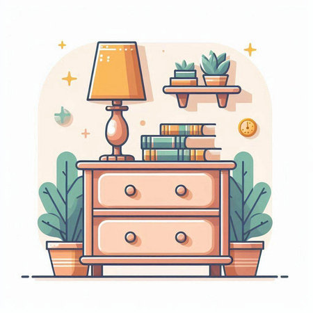 Furniture and home decor. Vector illustration in flat style.のイラスト素材