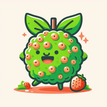 Cute kawaii bergamot fruit character. Vector illustration.のイラスト素材