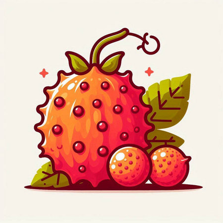 Strawberry cartoon vector illustration. Cute fruit design element.のイラスト素材
