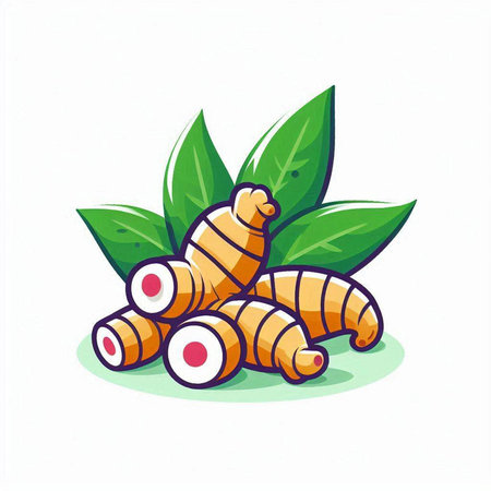 Ginger root isolated on white background. Vector illustration for your designのイラスト素材