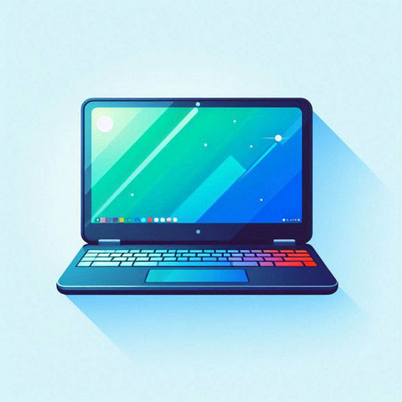 Vector illustration of a Laptop. Flat design style with long shadowのイラスト素材