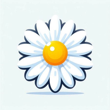 Daisy flower. Vector illustration in cartoon style on blue background.のイラスト素材