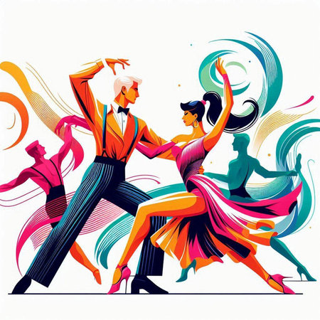 Couple dancing tango. Retro style. Vector illustration. EPS 10のイラスト素材