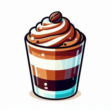 Coffee cup with whipped cream on white background. Vector illustration.のイラスト素材