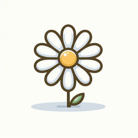 Cute daisy flower icon. Vector illustration. Isolated on white background.のイラスト素材