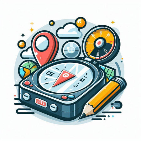 Navigation icon, vector illustration. Line art design for web, site, advertising, banner, poster and print.のイラスト素材
