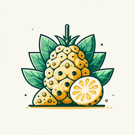 Pineapple fruit icon. Vector illustration of a tropical fruit.のイラスト素材
