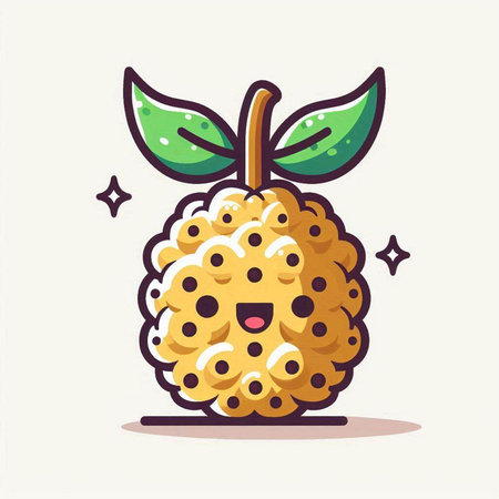 Cute cartoon mulberry fruit character. Vector illustration in flat styleのイラスト素材