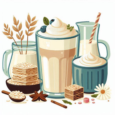 Coffee with milk and cream in a glass. Vector illustration.のイラスト素材