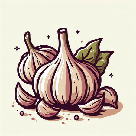 Garlic vector illustration. Hand drawn vector illustration of Garlic.のイラスト素材