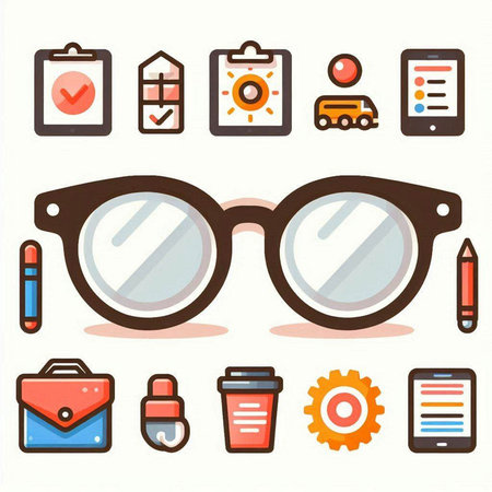 Set of eyeglasses icons. Vector illustration in cartoon style.のイラスト素材