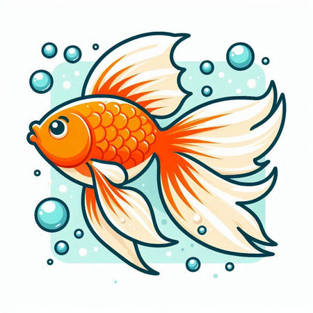 Goldfish in the water on a white background. Vector illustration.のイラスト素材
