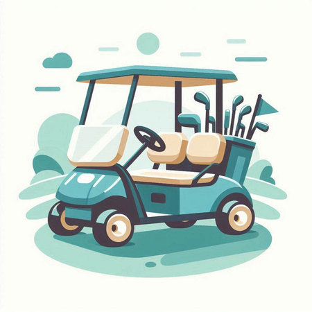Golf cart vector illustration. Cartoon illustration of golf cart vector icon.のイラスト素材
