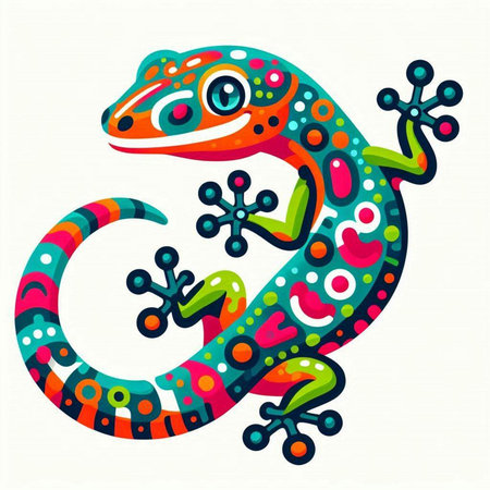 Colorful lizard on a white background. Vector illustration of a lizard.のイラスト素材