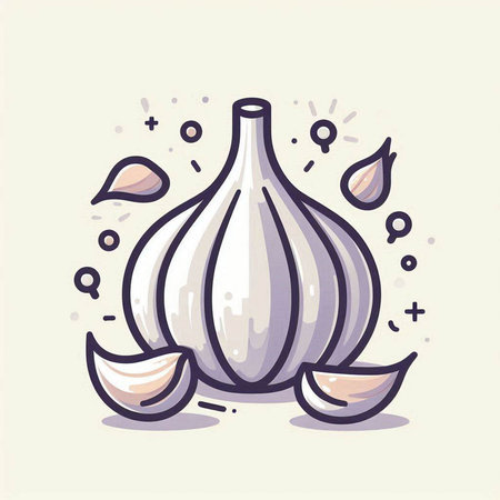 Garlic vector illustration. Hand drawn doodle garlic icon.のイラスト素材