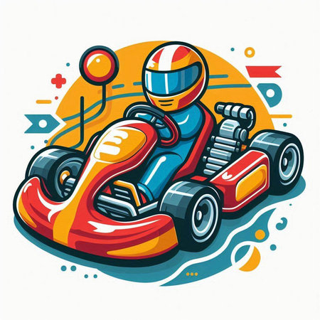 Cartoon karting vector illustration isolated on the white background.のイラスト素材