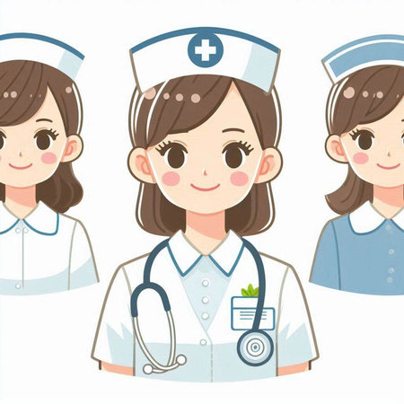 Nurse and nurse vector set. Cartoon nurse and nurse vector set.のイラスト素材