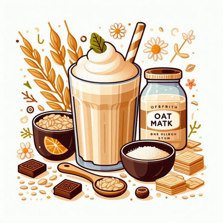 Coffee in a glass cup with cream and ingredients. Vector illustration.のイラスト素材