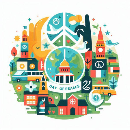 Travel around the world. Vector illustration in flat design style with icons and symbols.のイラスト素材