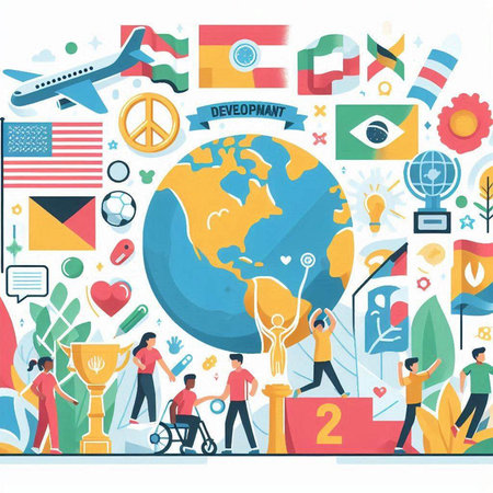 Vector illustration of people around the world. Concept for web banner, infographics.のイラスト素材