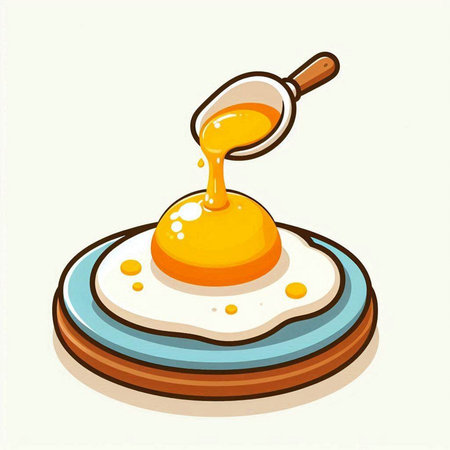 Fried egg with honey. Vector illustration of fried egg with honey.のイラスト素材