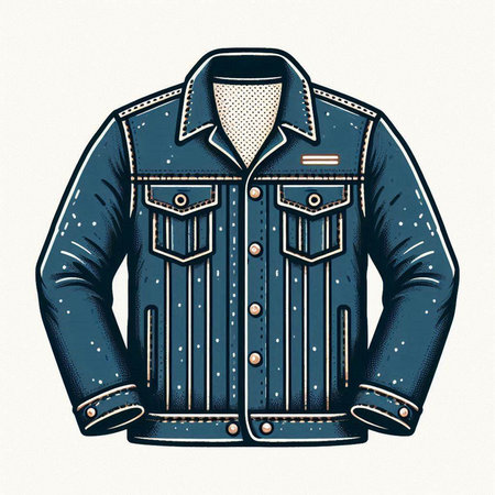 Denim jacket with pockets and buttons. Vector illustration in retro style.のイラスト素材