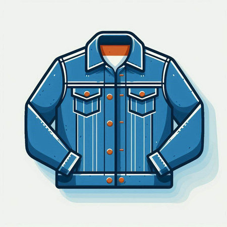 Illustration of a denim jacket in retro style. Vector illustration.のイラスト素材