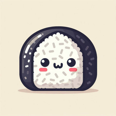 Cute kawaii sushi roll. Vector illustration in cartoon styleのイラスト素材