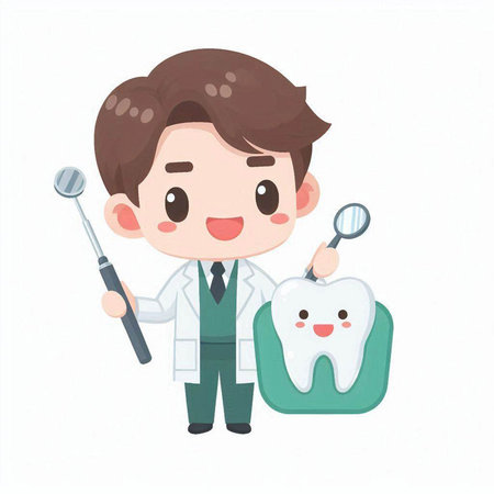 Dentist and tooth on white background. Dentist concept.のイラスト素材
