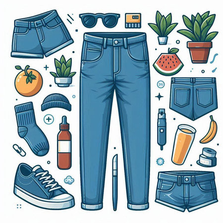 Men's clothing and accessories. Vector illustration of men's clothing.のイラスト素材