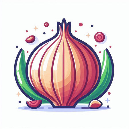 Illustration of a onion on a white background. Vector illustration.のイラスト素材