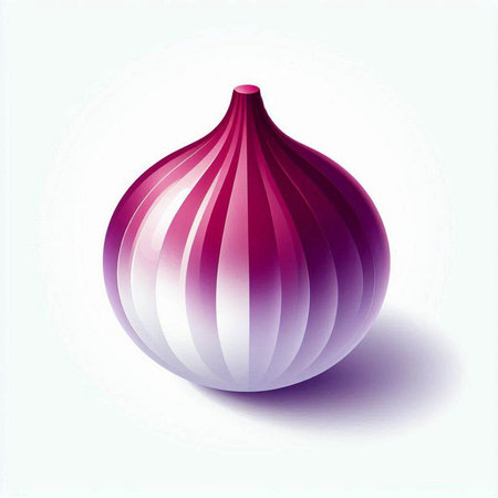 Illustration of a pink onion on a white background with soft shadowのイラスト素材