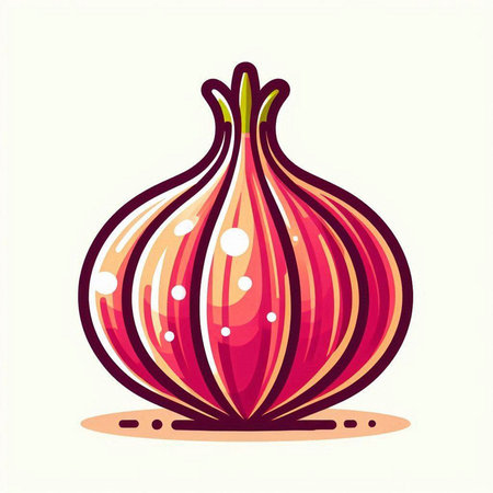 Illustration of a red onion on a white background. Vector illustrationのイラスト素材