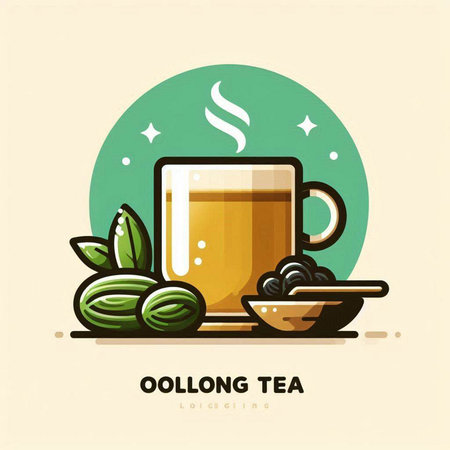 Oolong tea flat icon. Vector illustration for your design.のイラスト素材