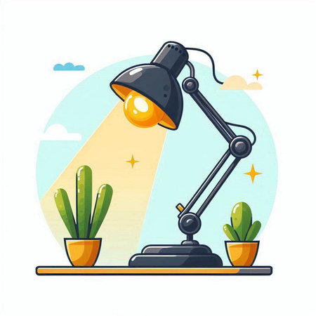 Illustration of a desk lamp in a flat style. Vector illustrationのイラスト素材