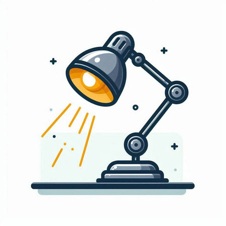 Illustration of a desk lamp on white background. Flat style.のイラスト素材
