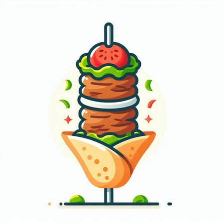 Tasty kebab icon in flat style. Vector illustration.のイラスト素材