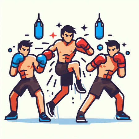 Boxing vector illustration. Boxers fighting. Boxer fight.のイラスト素材