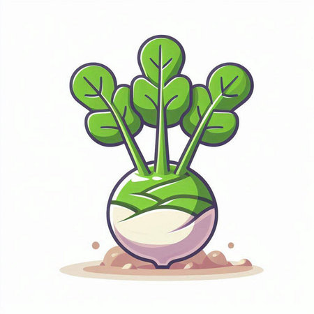 Kohlrabi plant vector illustration isolated on a white background.のイラスト素材