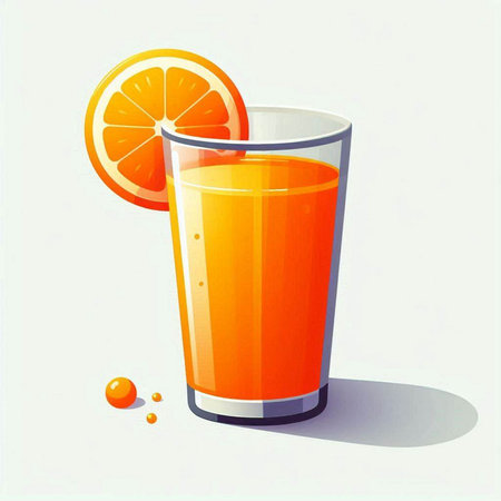 Orange juice in a glass on a white background. Vector illustration.のイラスト素材