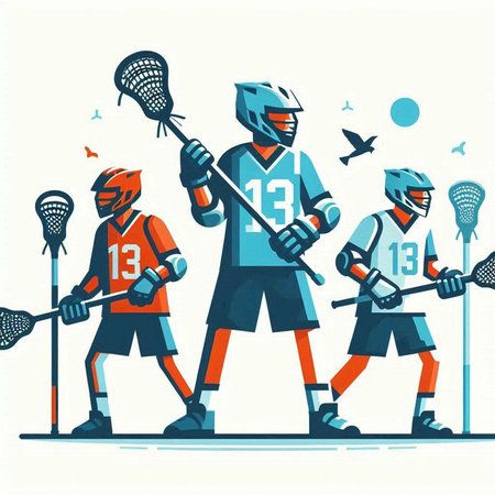 Lacrosse players. Vector illustration in flat cartoon style. Team of players.のイラスト素材