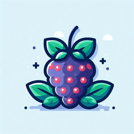 Fruit icon. Vector illustration of a berry with leaves.のイラスト素材