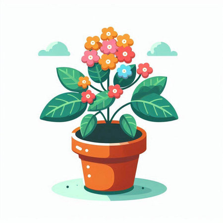 Flower in pot isolated on white background. Flat style vector illustration.のイラスト素材