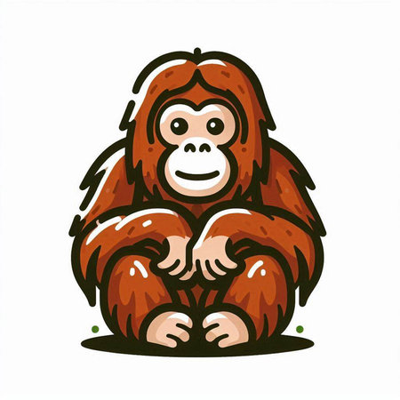 Vector illustration of a cartoon orangutan. Isolated on white background.のイラスト素材
