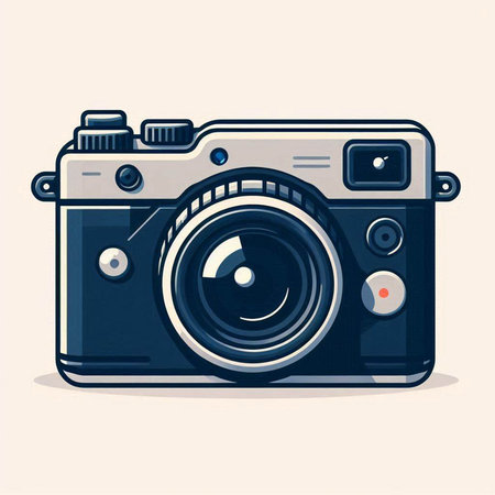 Retro camera. Vector illustration in a flat style on a light background.のイラスト素材