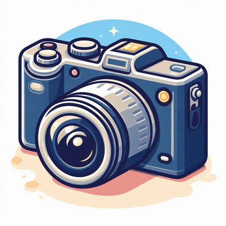 Retro camera on a white background. Vector illustration in cartoon style.のイラスト素材