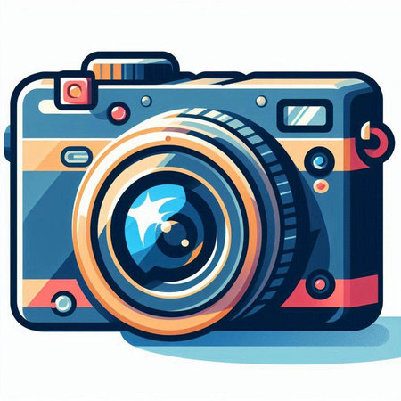 Retro photo camera. Vector illustration isolated on a white background.のイラスト素材